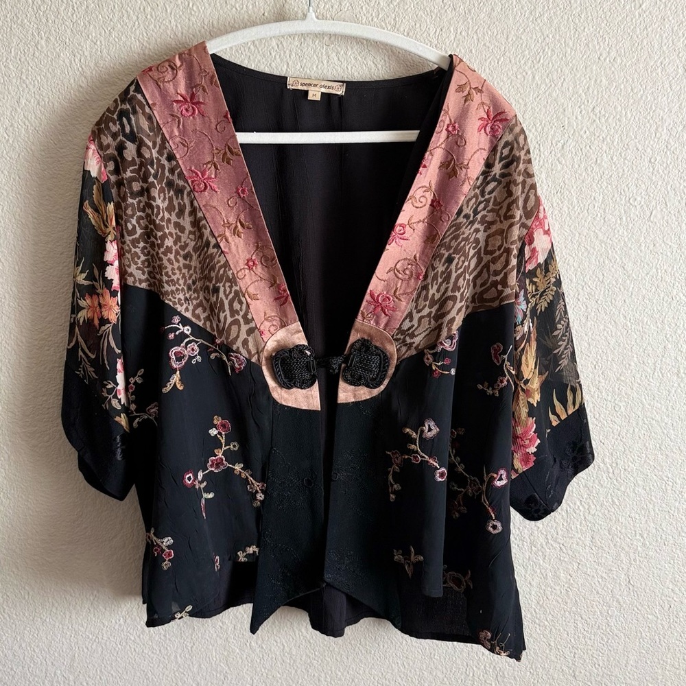 Vintage 90's Patchwork Floral Bohemian Flowy Top Blouse Y2K Spencer Alexis